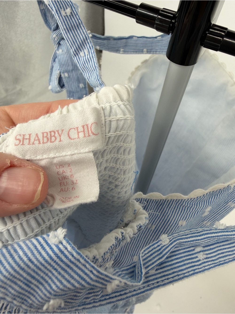 Shabby Chic Blue and White Striped Eyelet Sundress - Picture 7 of 9